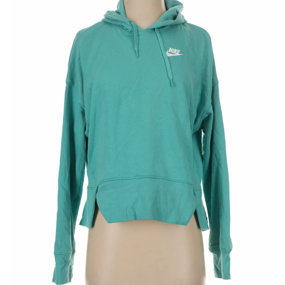 Nike Women’s Small Swoosh Teal Cropped Oversized Hoodie